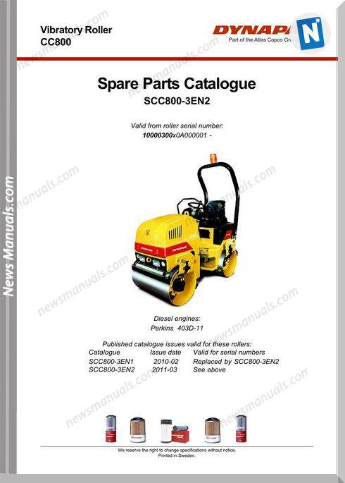 Dynapac Models Cc800 3 Parts Catalogue