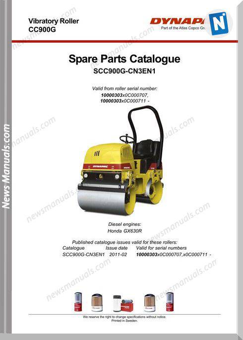 Dynapac Models Cc900G 4 Parts Catalogue