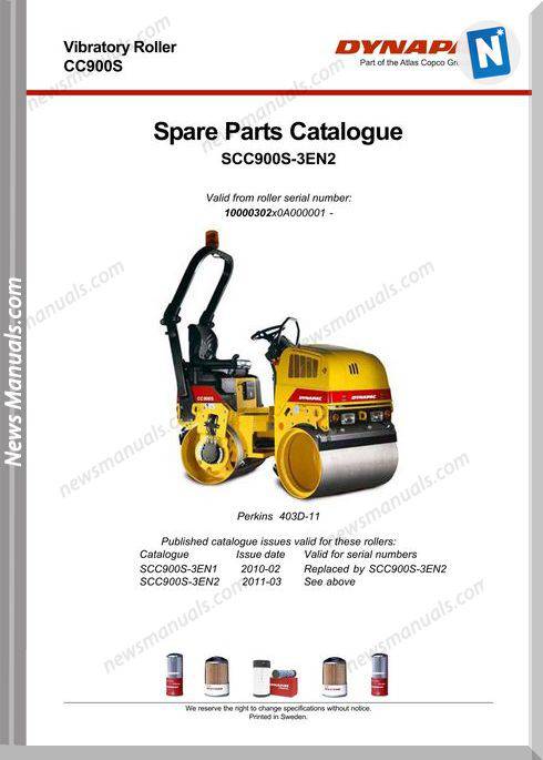 Dynapac Models Cc900S 3 Parts Catalogue