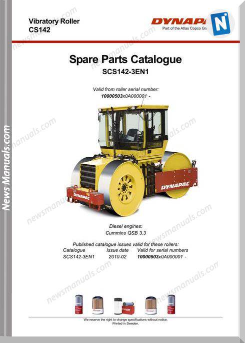 Dynapac Models Cs142 3 Parts Catalogue