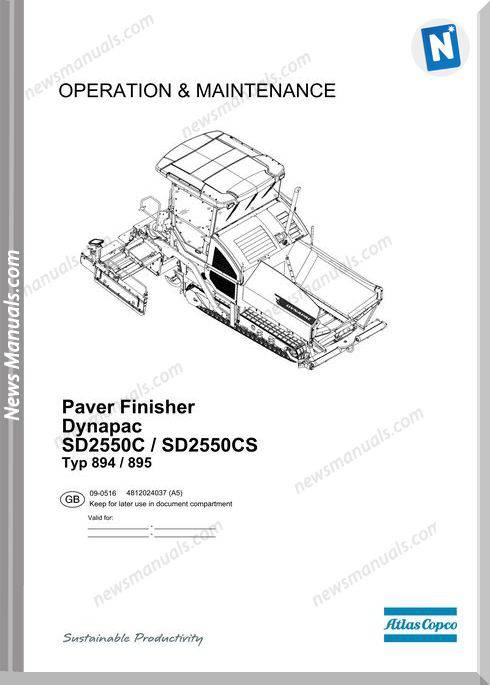 Dynapac Paver Finisher Sd2550C-Cs Op Maintenance Manual