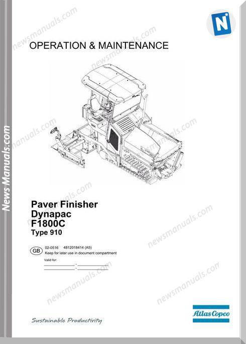 Dynapac Paver Fisher F1800C Operation And Maintenance