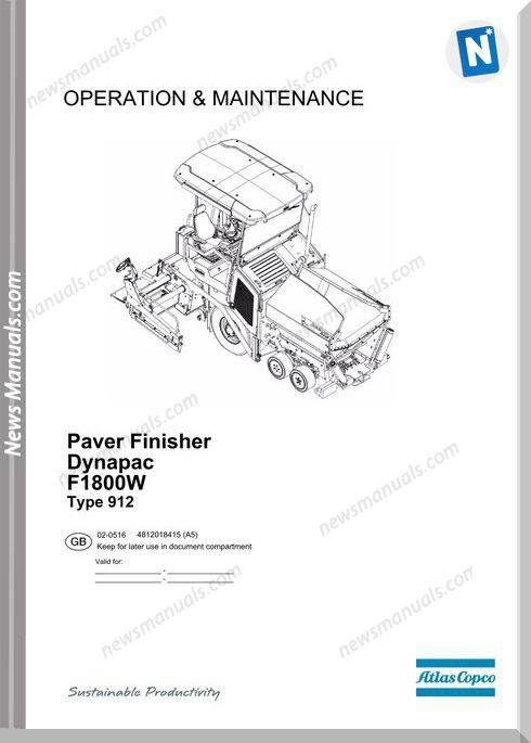 Dynapac Paver Fisher F1800W Operation And Maintenance