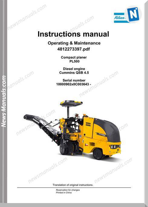 Dynapac Pl500 4812273397 Operation Maintenance Manual
