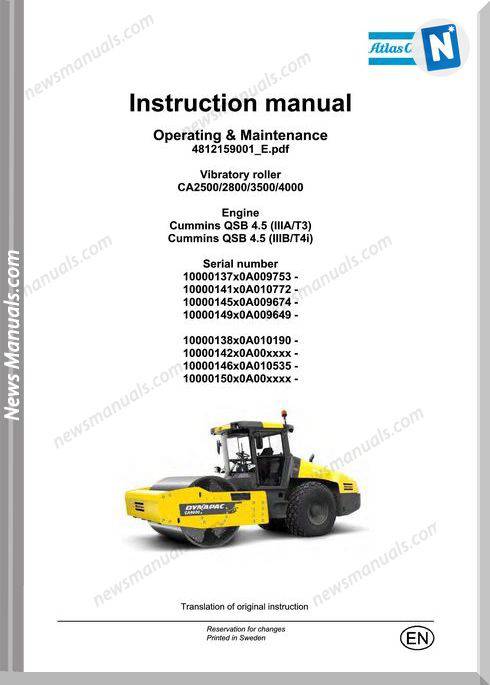 Dynapac Vibratory Ca2500280035004000 Maintenance Manual