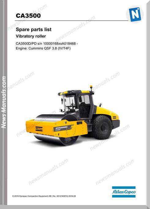 Dynapac Vibratory Roller Ca3500 Parts Manual