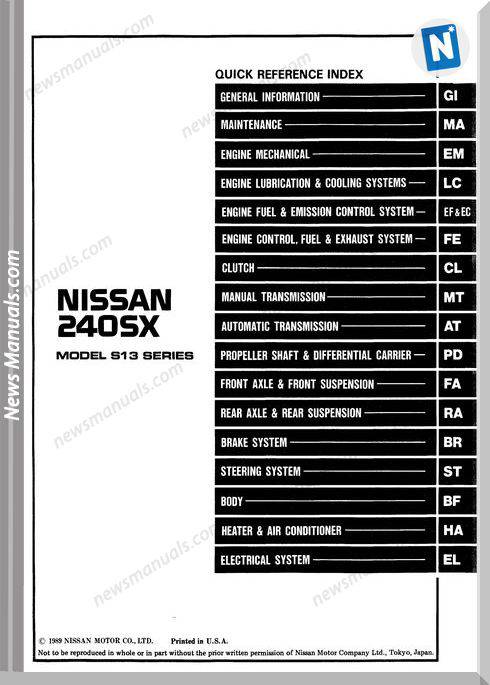 Factory Shop Manual Nissan 240Sx 1990