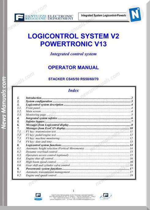 Fantuzzi Logicontrol Powertronic Operation Manual
