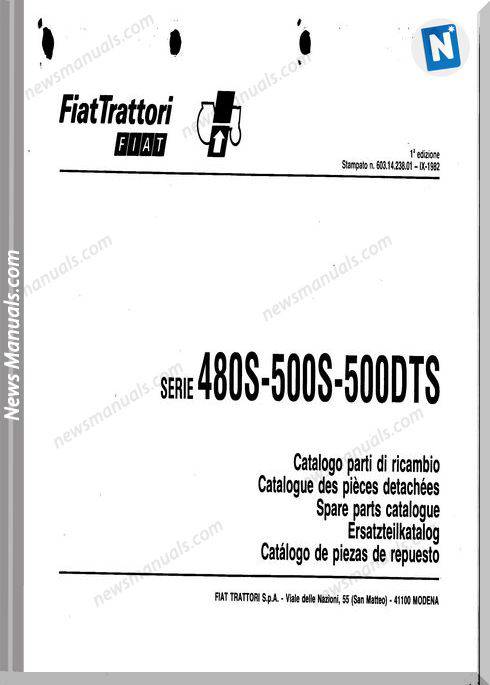 Fiat Serie 480S 500S 500Dts Parts Catalog Fr Language