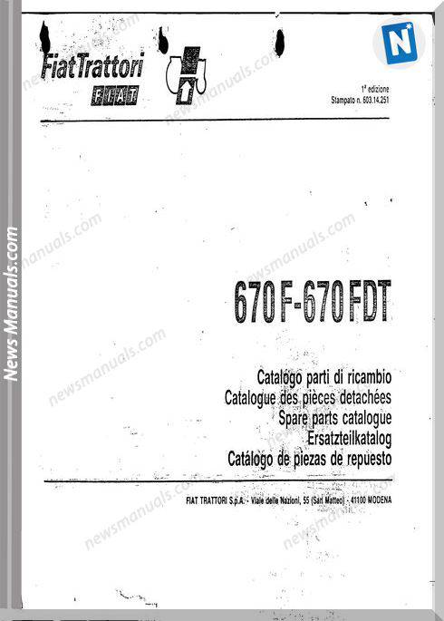 Fiat Serie 670F 670Fdt Parts Catalog Fr Language