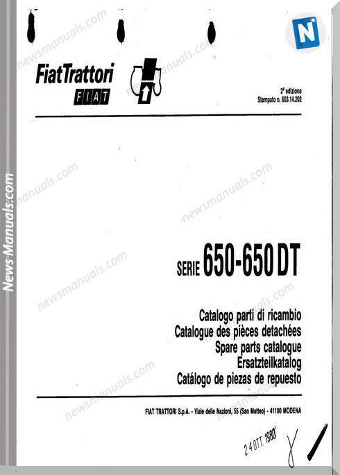 Fiat Series 650Dt Parts Catalog French Language