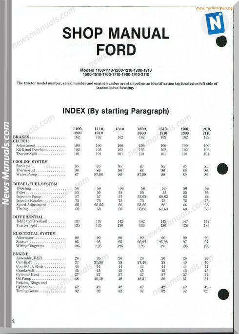 Ford 1100Series Shop Manual Sec Wat