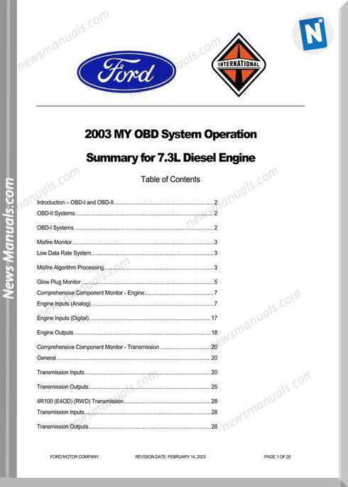 Ford 2003 My Obd System Operation