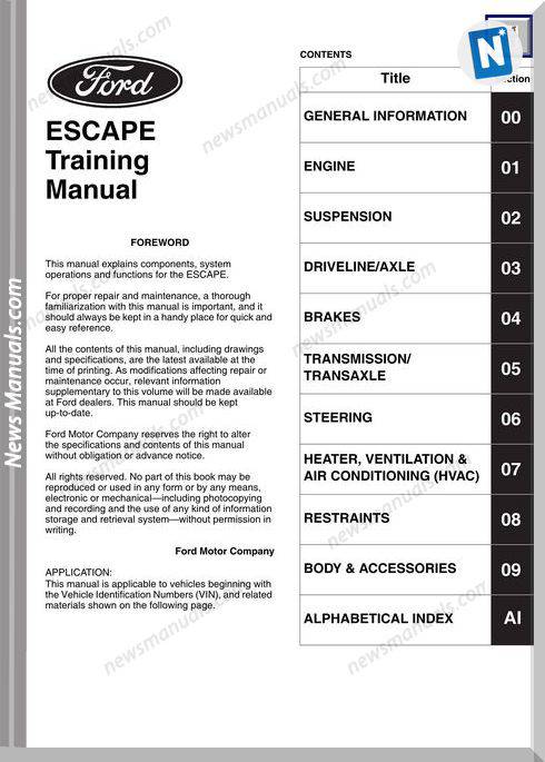 Ford Escape Training Manuals