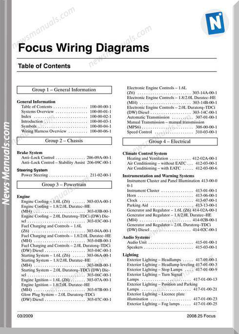 Ford Focus 2010 C307 Wiring Diagrams