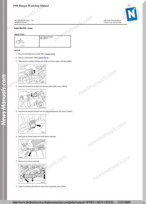 Ford Ranger Intake Manifold 1998 Workshop Manual