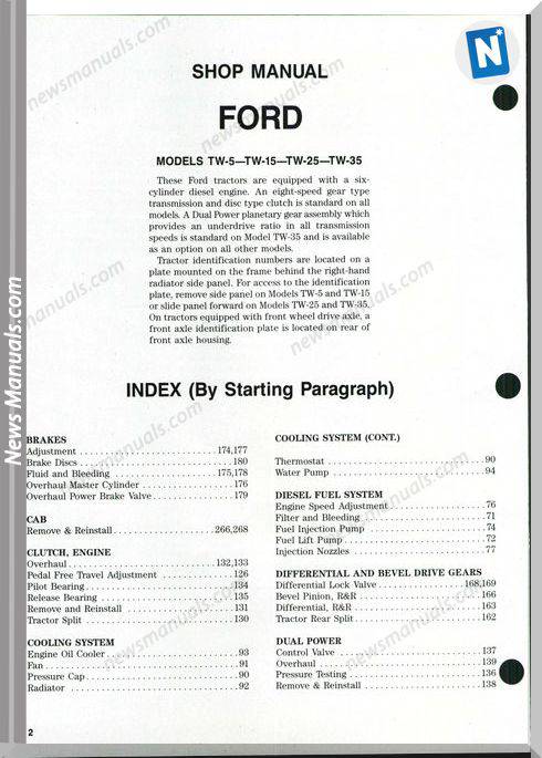 Ford Tw 5 15 25 35 Shop Manual