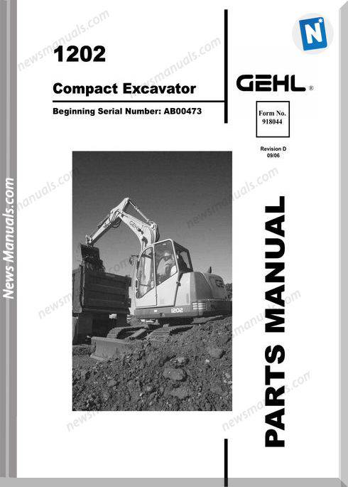 Gehl 1202 Compact Excavator Parts Manual 918044D