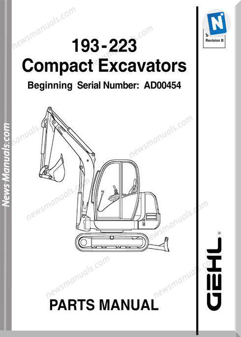Gehl 193 223 Compact Excavator Parts Manual 918036