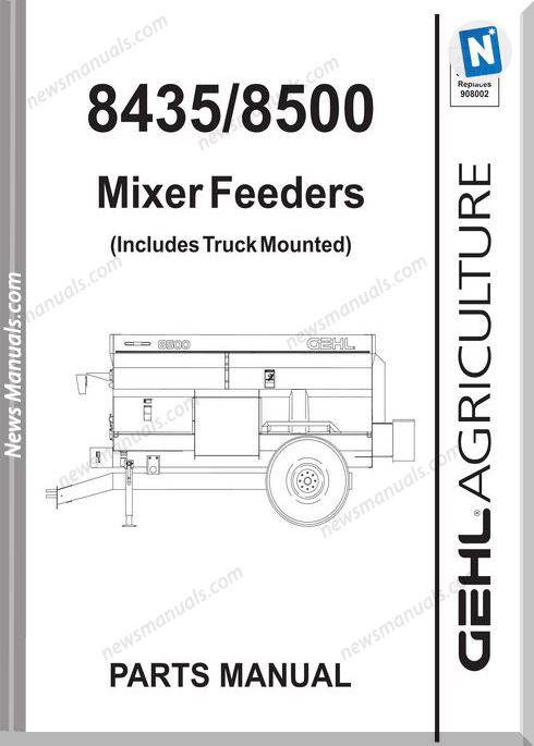 Gehl Agri 8435 8500 Mixer Feeder Parts Manual 909749