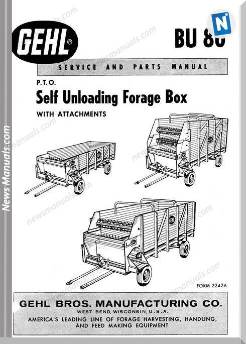 Gehl Agri Bu86 Self Unloading Forage Box Parts 2242A