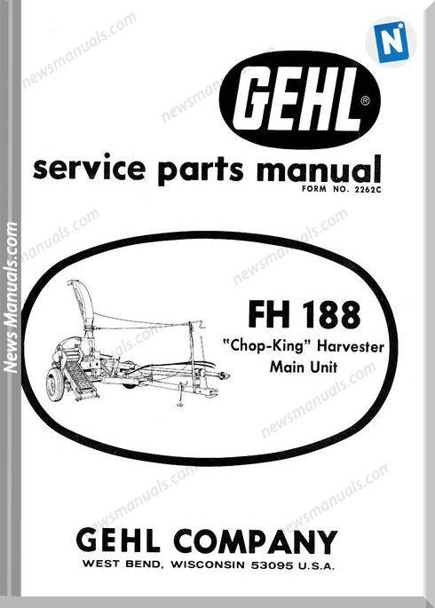 Gehl Agri Fh188 Chop King Harvester Parts Manual 2262C