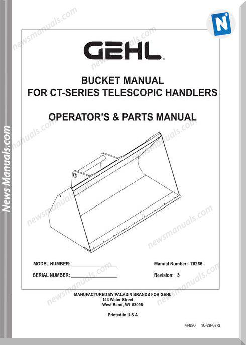 Gehl Ct Series Telescopic Handler Bucket Part 76266Rev3 Parts