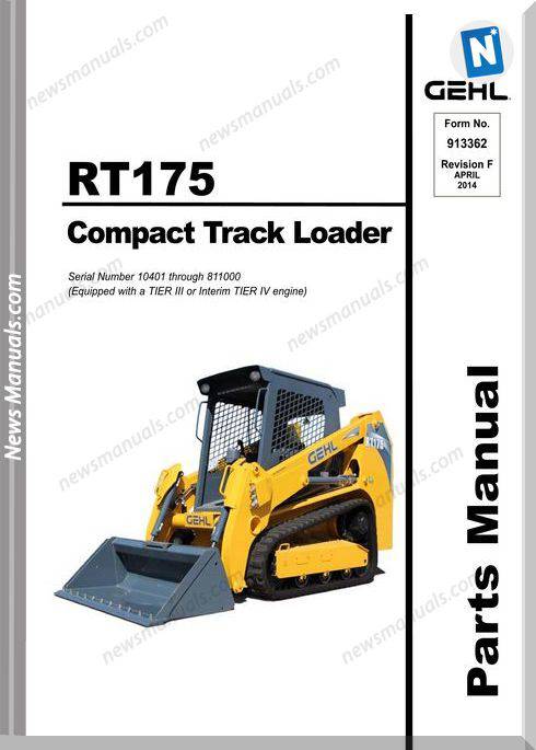 Gehl Rt175 Compact Track Loader Parts Manual 913362
