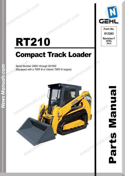 Gehl Rt210 Compact Track Loader Parts Manual 913363