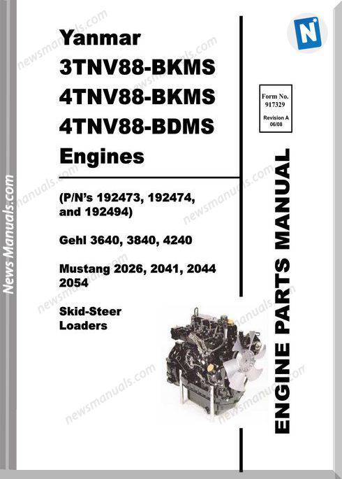 Gehl Sl3640 Sl3840 Sl4240 Yanmar 3Tnv88 4Tnv88 Parts