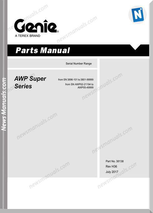 Genie Model Awp Super Series Parts Manual English