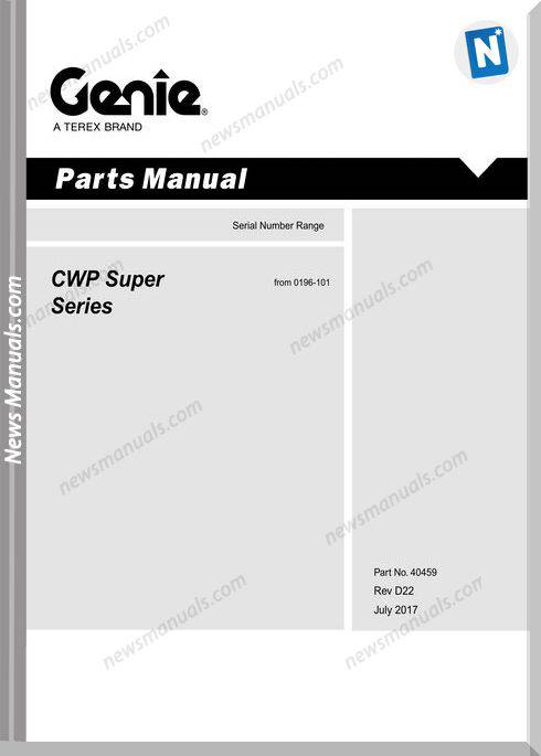 Genie Model Cwp Super Series Parts Manual English