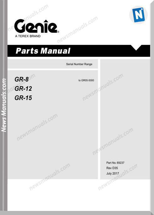 Genie Model Gr-8 Parts Manuals English Language