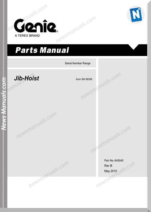 Genie Model Jib-Hoist Parts Manual English Language