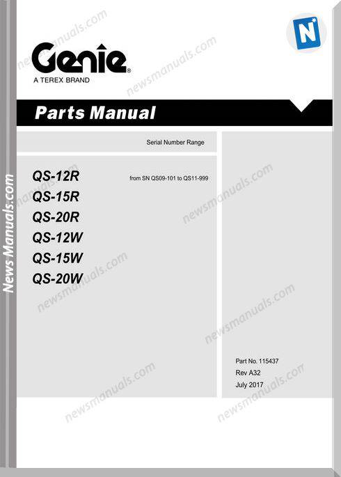 Genie Model Qs-20W Parts Manual English Language