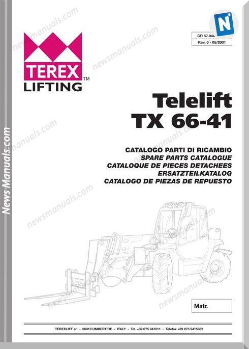 Genie Model Telelift Tx66-41 Parts Manual English