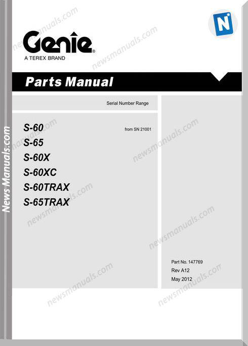 Genie S 60 S 65 S 60Hc Trax From Sn 21001 Parts Manuals