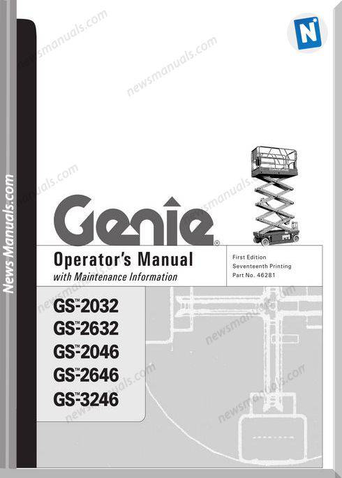 Genie Scissor Gs 2032 2632 3232 To Sn 51682 Gs 2032 Gs 2632 Operator Manual