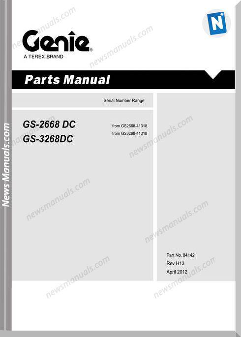 Genie Scissors Lift B Gs 2668 Dc Gs 3268 Dc After Sn 41317 Parts Manuals