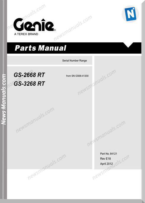 Genie Scissors Lift D Gs 2668 Rt Gs 3268 Rt After Sn 41199 Parts Manuals
