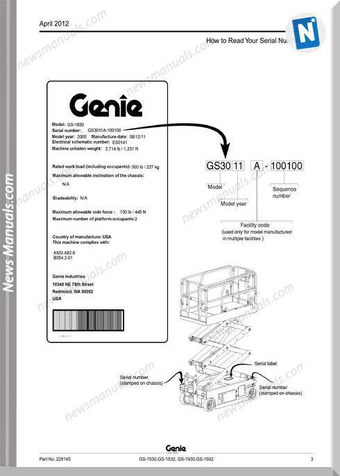thumbnail image 2 of Hydraulic Gear Pump For Genie Scissor Lifts - Fits GS-1530, GS-1532, GS-1930, GS-1932 (96193GT-M, 1 Year Warranty) 2 of 4