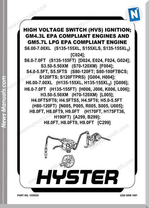 Gm Hyster High Voltage Hvs Gm4.3L Gm5.7L Repair Manual