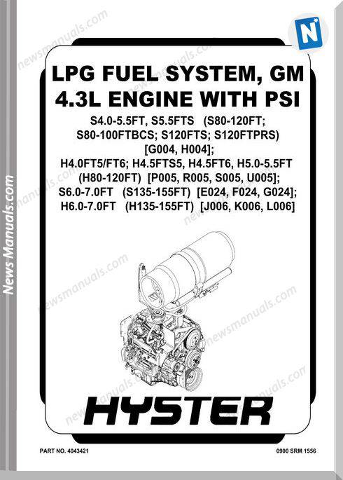 Gm Hyster Lpg Fuel System Hyster 4.3L Engine With Psi