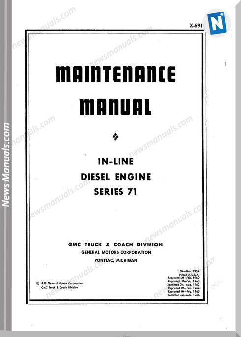 Gmc Truck Diesel Engine Series 71 Maintenance Manual