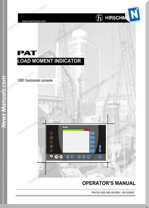 Grove Pat Load Moment Indicator 1351 Horizontal Console Operator Manual