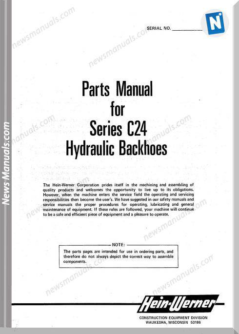 Hein Warner C24 Pm 9308134 Parts Manuals