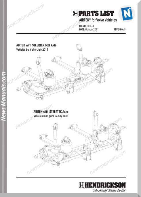 Hendrickson Airtek Volvo Vehicles Sp174F Parts Manual
