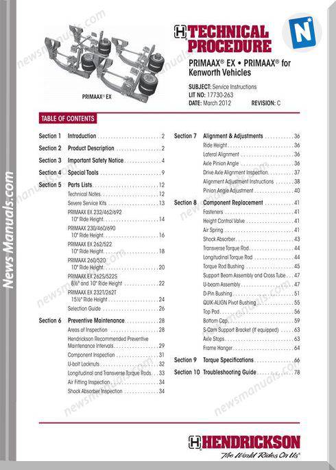 Hendrickson Primax Ex Kenworth Tp263C Teachnical Manual