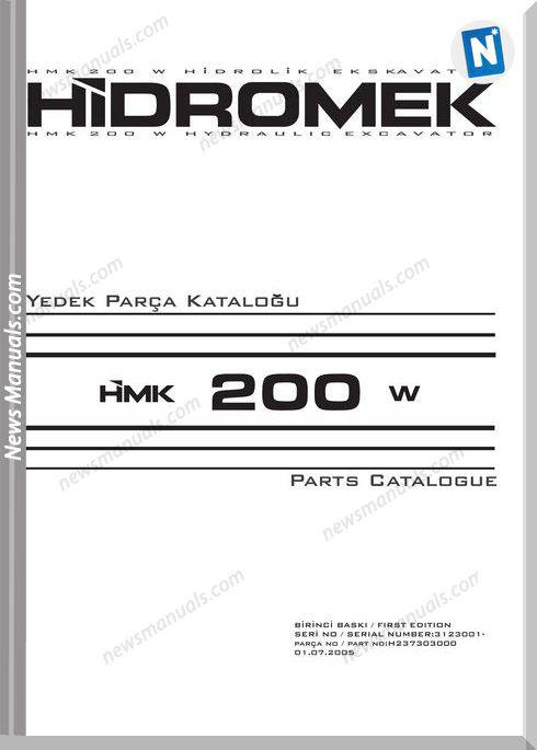 Hidromek Hydraulic Excavator Hmk 200W Parts Catalogue