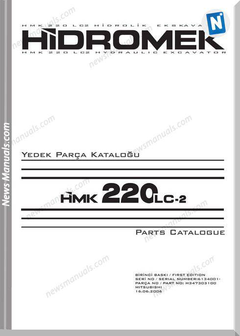 Hidromek Hydraulic Excavator Hmk 220Lc-2 Part Catalogue